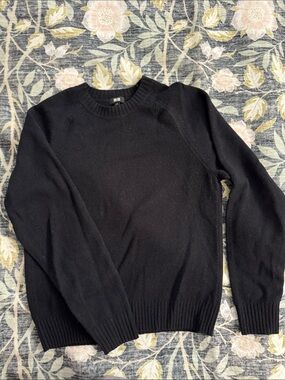Uniqlo Blue-Black Lambswool Crewneck Sweater - Men's XS